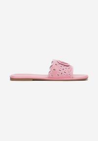 Renee - Różowe Klapki Wippey. Nosek buta: otwarty. Kolor: różowy. Wzór: ażurowy, jednolity, aplikacja. Styl: elegancki #5