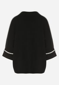 Born2be - Czarny Sweter z Kontrastową Lamówką Tuselle. Okazja: na spotkanie biznesowe, do pracy. Kolor: czarny. Materiał: jeans. Styl: biznesowy #3