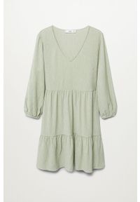 mango - Mango - Sukienka PATI. Kolor: zielony. Materiał: tkanina. Długość rękawa: długi rękaw. Typ sukienki: rozkloszowane #3