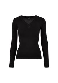 Damski sweter z dekoltem w szpic Urban Classics. Kolor: czarny. Materiał: nylon, wiskoza, polar. Sezon: zima #1
