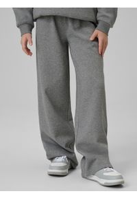 4f - 4F Spodnie dresowe z szerokimi nogawkami dziewczęce - szare 134/140 (8-10 lat). Okazja: na co dzień. Kolor: szary. Materiał: dresówka. Sezon: lato. Styl: casual #2