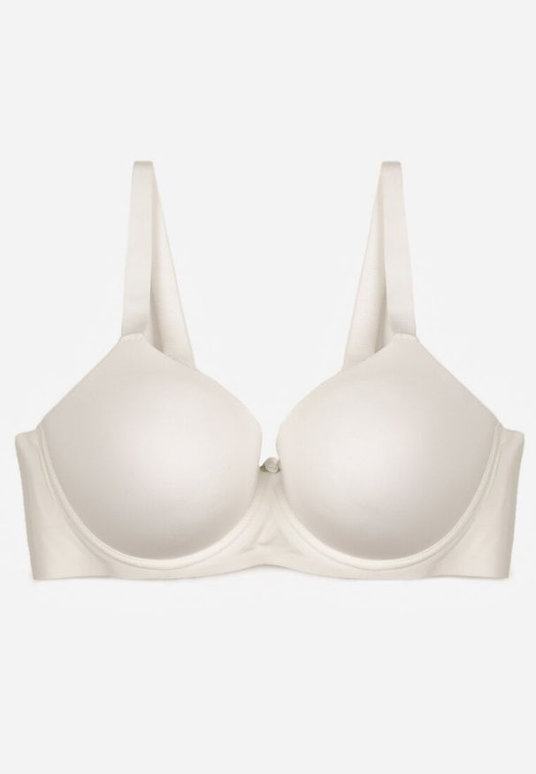 Born2be - Biały Gładki Biustonosz Klasyczny Idahlina. Kolor: biały. Wzór: gładki