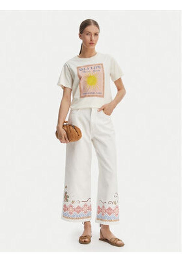 Weekend Max Mara T-Shirt Pantera 2615971032 Écru Regular Fit. Materiał: bawełna. Wzór: motyw zwierzęcy