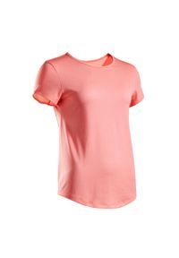 ARTENGO - Koszulka tenisowa z okrągłym dekoltem damska Artengo Dry Essential 100. Kolor: różowy, wielokolorowy, czerwony. Materiał: poliester, materiał. Sport: tenis