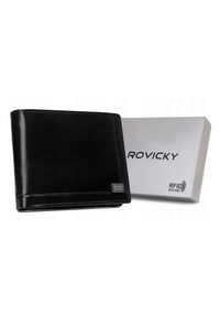 ROVICKY - Portfel skórzany Rovicky CPR-2020-BAR czarny. Kolor: czarny. Materiał: skóra