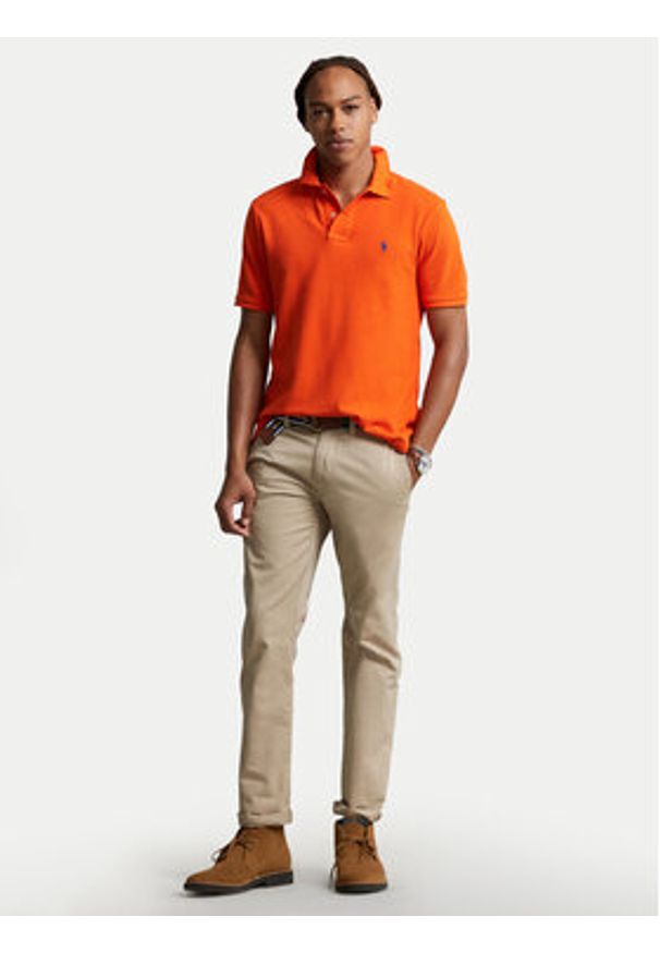 Polo Ralph Lauren Polo 710795080025 Pomarańczowy Slim Fit. Typ kołnierza: polo. Kolor: pomarańczowy. Materiał: bawełna