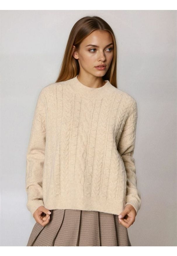 Sinsay - Strukturalny sweter - kremowy. Kolor: kremowy