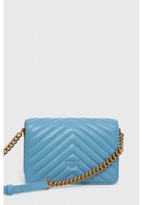 Pinko torebka skórzana kolor niebieski. Kolor: niebieski. Materiał: skórzane. Rodzaj torebki: na ramię #2
