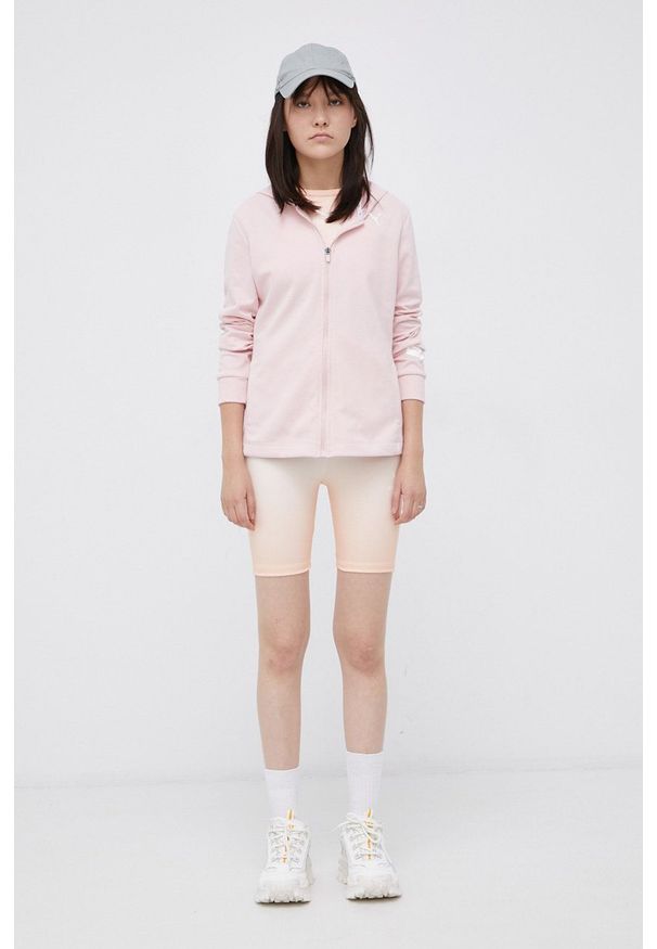 Puma - Bluza. Okazja: na co dzień. Typ kołnierza: kaptur. Kolor: różowy. Materiał: dzianina, materiał. Wzór: gładki. Styl: casual