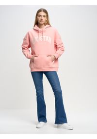 Big-Star - Bluza damska z kapturem różowa Rubialsa 601. Okazja: do domu. Typ kołnierza: kaptur. Kolor: różowy. Materiał: dzianina. Wzór: haft #7