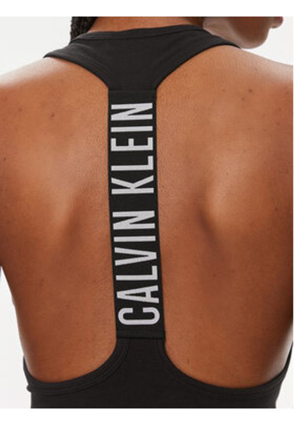 Calvin Klein Swimwear Top KW0KW02481 Czarny Slim Fit. Kolor: czarny. Materiał: bawełna