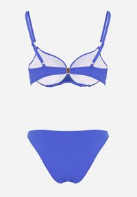 Born2be - Niebieskie Bikini z Marszczonym Biustonoszem i Figami Kąpielowymi z Cyrkoniami Kaliasa. Kolekcja: plus size. Kolor: niebieski. Długość: długie. Wzór: aplikacja #4