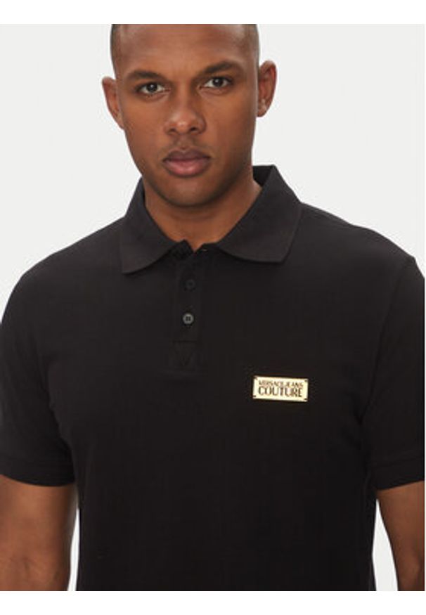 Versace Jeans Couture Polo 78GAGT08 Czarny Regular Fit. Typ kołnierza: polo. Kolor: czarny. Materiał: bawełna