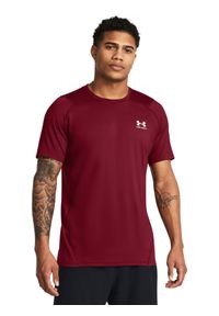 Koszulka treningowa męska Under Armour UA Hg Armour Fitted Ss - czerwona. Kolor: czerwony. Materiał: tkanina, poliester, elastan. Długość rękawa: raglanowy rękaw #1