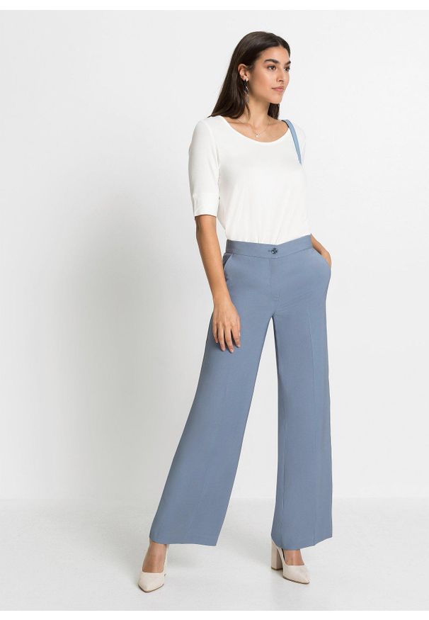 bonprix - Spodnie Marlena. Kolor: fioletowy. Styl: elegancki