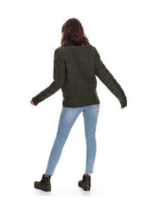 TOP SECRET - Sweter długi rękaw damski luźny. Typ kołnierza: dekolt w serek. Kolor: zielony. Materiał: jeans. Długość rękawa: długi rękaw. Długość: długie. Sezon: wiosna #5