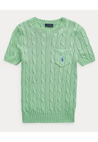 Ralph Lauren - RALPH LAUREN - Zielony sweter z krótkimi rękawami Slim fit. Typ kołnierza: polo. Kolor: zielony. Materiał: tkanina. Długość rękawa: krótki rękaw. Długość: krótkie #5