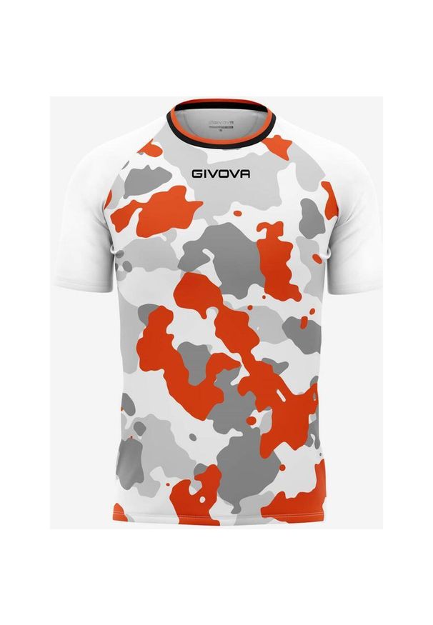 Givova Męska Koszulka Army Biała-Pomarańczowa. Kolor: zielony, brązowy, wielokolorowy. Materiał: poliester. Wzór: haft. Sport: piłka nożna