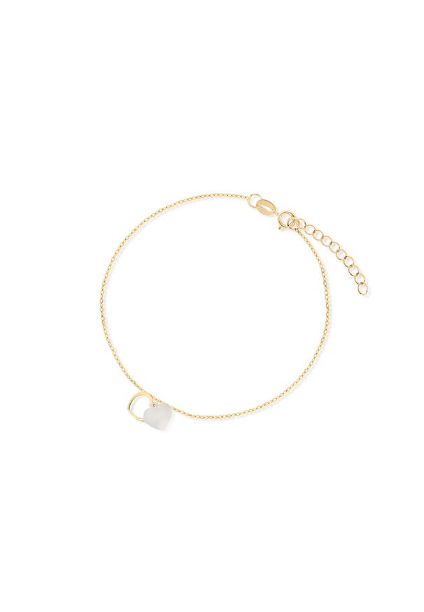 W.KRUK - Bransoletka złota perłowe serca. Materiał: złote. Kolor: złoty, biały, wielokolorowy
