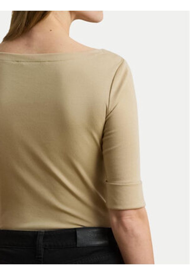 Lauren Ralph Lauren Bluzka 200654963177 Beżowy Slim Fit. Kolor: beżowy. Materiał: bawełna