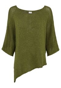 Sweter dzianinowy bonprix ciemna zieleń mchu. Kolor: zielony. Materiał: dzianina #1