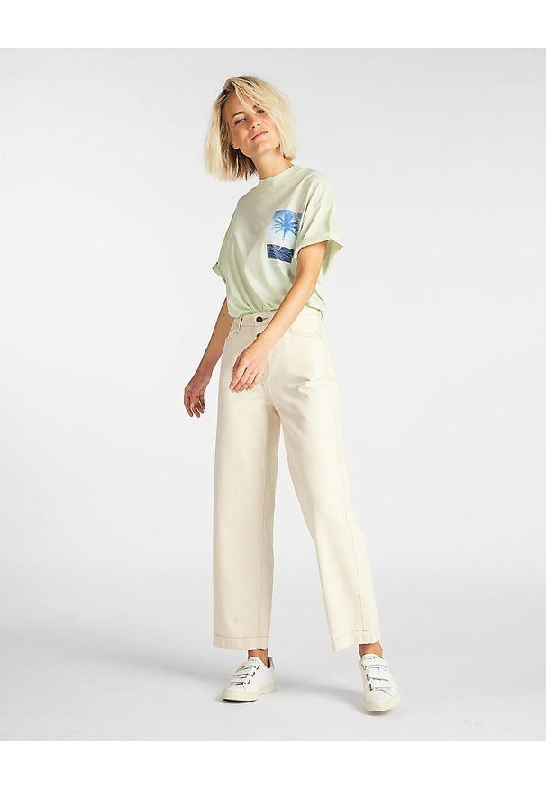 Lee - DAMSKIE SPODNIE JEANSOWE LEE BUTTON WIDE LEG L30GMN35 112106447