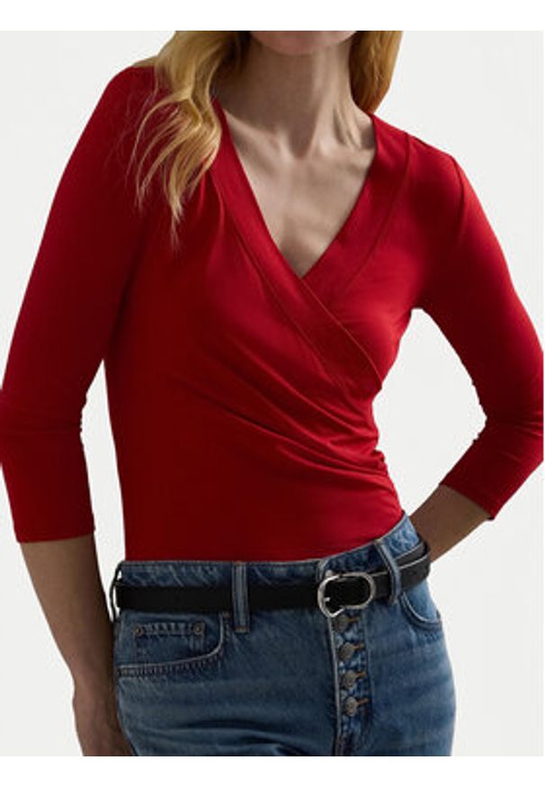 Lauren Ralph Lauren - LAUREN RALPH LAUREN Bluzka 200824366021 Czerwony Slim Fit. Kolor: czerwony. Materiał: wiskoza