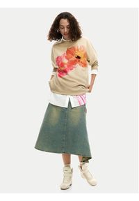 Desigual Bluza Noah 26SWSK05 Beżowy Regular Fit. Kolor: beżowy. Materiał: bawełna #3