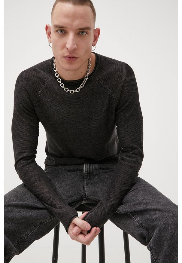 Only & Sons Sweter bawełniany męska kolor czarny. Okazja: na co dzień. Kolor: czarny. Materiał: bawełna. Długość rękawa: raglanowy rękaw. Styl: casual