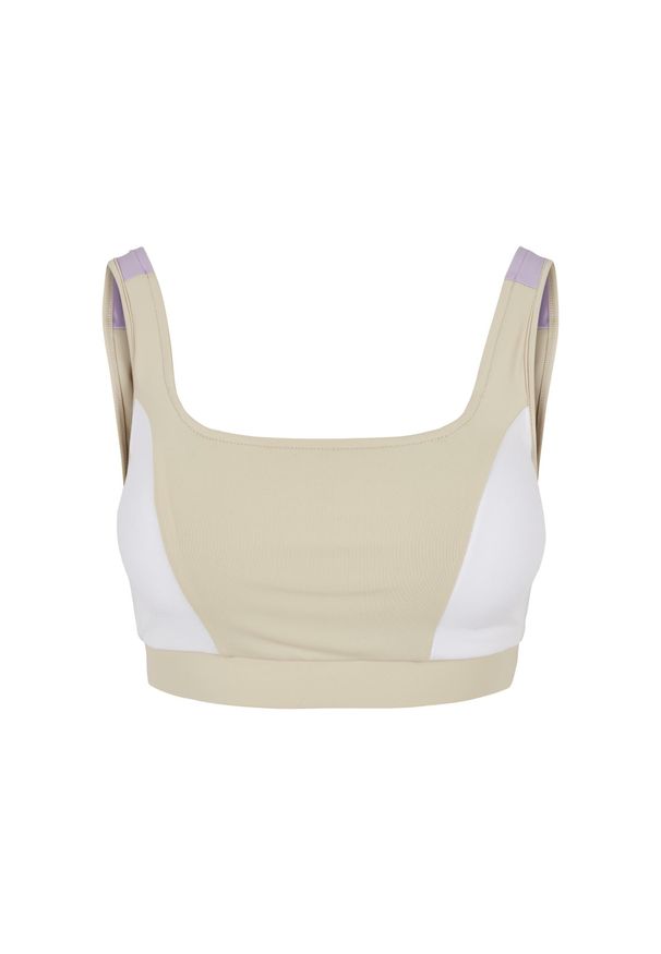 Biustonosz dla kobiet Urban Classics Color Block. Kolor: beżowy, wielokolorowy, biały. Sport: fitness