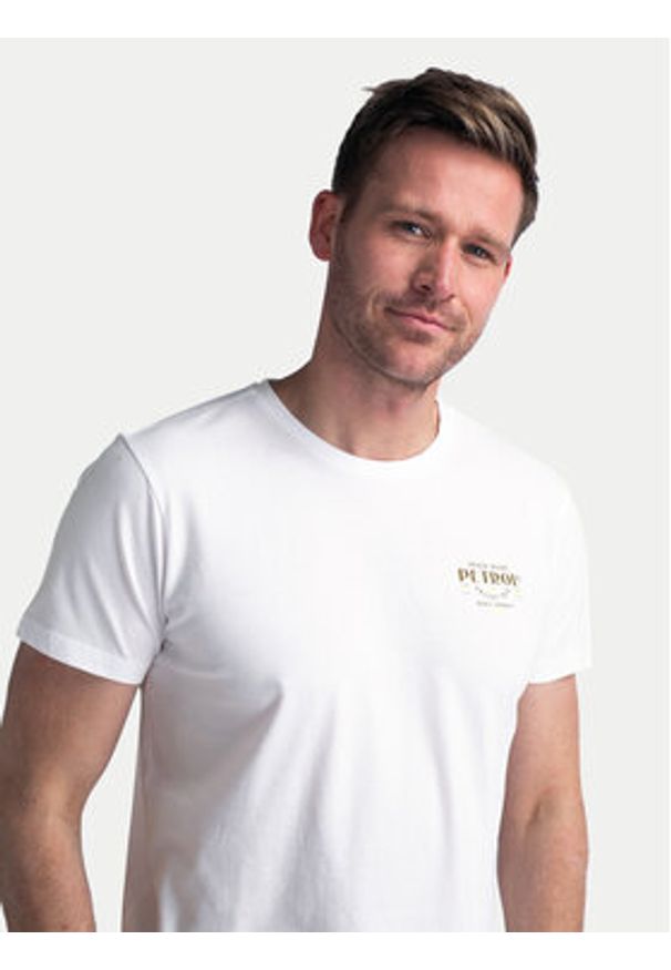 Petrol Industries T-Shirt M-1040-TSR603 Biały Regular Fit. Kolor: biały. Materiał: bawełna