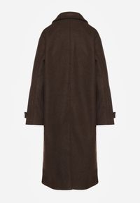 Renee - Brązowy Płaszcz Jednorzędowy z Wiskozą i Wełną Typu Trencz Maitila. Okazja: na co dzień, na spotkanie biznesowe. Kolor: brązowy. Materiał: wełna, wiskoza. Styl: casual, biznesowy, elegancki, klasyczny #7
