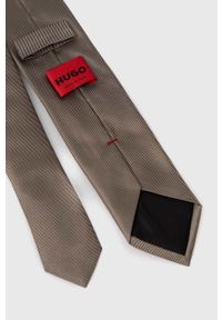 Hugo - HUGO krawat jedwabny kolor beżowy. Kolor: beżowy. Materiał: jedwab #2