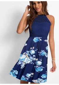 Sukienka w kwiaty bonprix ciemnoniebiesko-lila-jasnoróżowy. Kolor: niebieski. Wzór: kwiaty #2