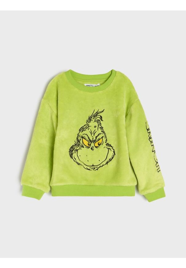 Sinsay - Bluza crewneck Grinch - zielony. Kolor: zielony