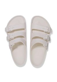 Birkenstock Florida III Flex Platform EVA Eggshell Klapki damskie. Okazja: na spacer, na plażę. Kolor: kremowy. Wzór: paski. Sezon: lato. Obcas: na platformie. Styl: elegancki, wakacyjny, klasyczny