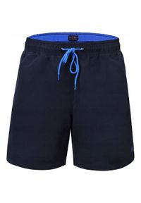 Męskie Spodenki Plażowe do Pływania (Kąpielówki) - Pako Jeans - Granatowe. Kolor: niebieski. Materiał: poliester