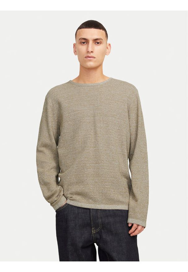 Jack & Jones Sweter George 12268279 Beżowy Regular Fit. Kolor: beżowy. Materiał: bawełna