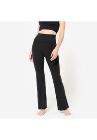DOMYOS - Spodnie fitness damskie Doymos FTI 520 Bootcut. Stan: podwyższony. Kolor: czarny. Materiał: materiał, poliamid, elastan. Sport: fitness