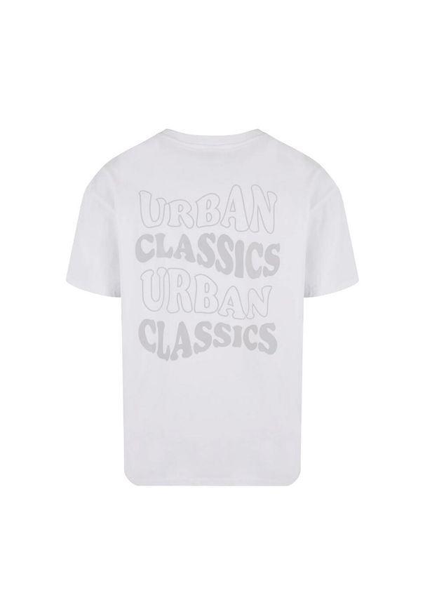 Urban Classics - Męska Koszulka Wavy Logo Heavyweight Oversized T-shirt. Kolor: biały