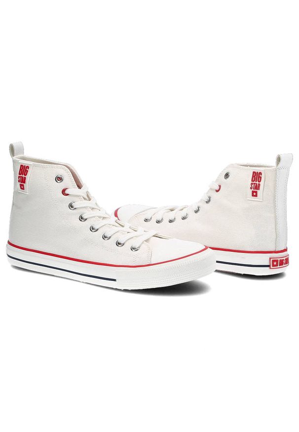 Big-Star - Białe Trampki Męskie Big Star Wygodne Obuwie. Okazja: na co dzień. Kolor: biały. Materiał: materiał, guma. Szerokość cholewki: normalna. Styl: sportowy, casual