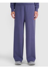 4f - 4F Spodnie dresowe z szerokimi nogawkami z modalem damskie - granatowe XS. Kolor: niebieski. Materiał: dresówka. Wzór: ze splotem, gładki. Sport: fitness #2