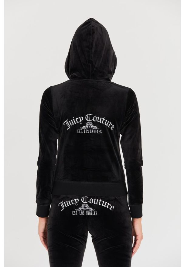 Juicy Couture - JUICY COUTURE Czarna bluza Arched Metallic. Kolor: czarny