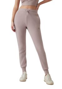 Guess - GUESS Dresowe damskie spodnie w kolorze taupe Allie Scuba, Rozmiar S. Kolor: beżowy. Materiał: dresówka