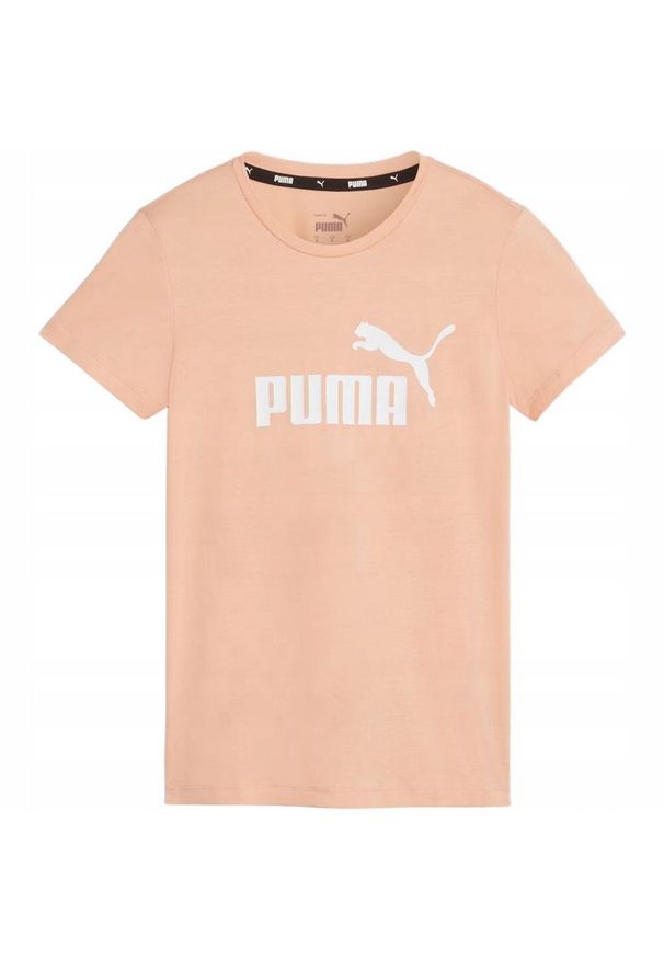 Puma - Damska Koszulka Z Logo Essential. Kolor: żółty, pomarańczowy, wielokolorowy. Sport: turystyka piesza