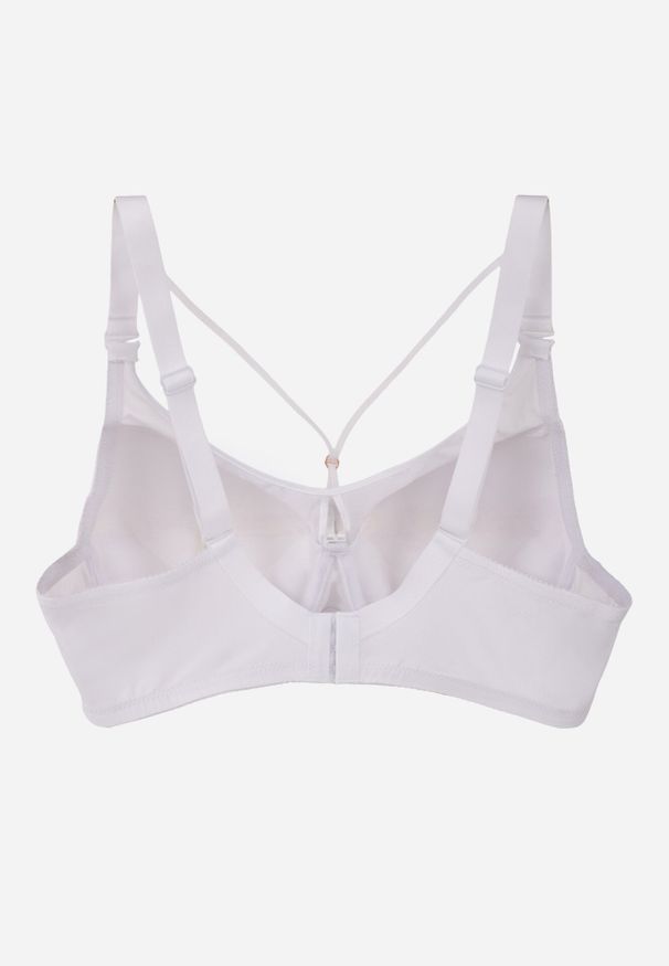 Born2be - Biały Biustonosz z Ozdobną Siateczką i Paseczkami przy Dekolcie Anesa. Kolor: biały