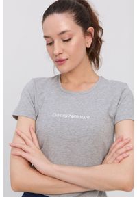 Emporio Armani Underwear T-shirt damski kolor szary. Okazja: na co dzień. Kolor: szary. Materiał: dzianina, materiał. Wzór: nadruk. Styl: casual
