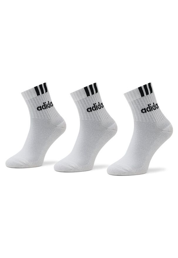 Adidas - adidas Skarpety długie 3-Stripes Linear Half-Crew Cushioned Socks 3 Pairs HT3437 Biały. Kolor: biały. Materiał: bawełna