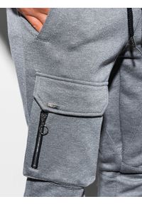 Ombre Clothing - Spodnie męskie dresowe joggery P905 - szary melanż - XXL. Kolor: szary. Materiał: dresówka. Wzór: melanż