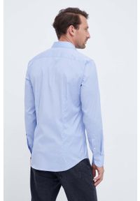 United Colors of Benetton koszula męska kolor niebieski regular z kołnierzykiem klasycznym. Typ kołnierza: kołnierzyk klasyczny. Kolor: niebieski. Materiał: tkanina. Styl: klasyczny #5
